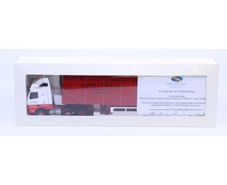 Eligor: A boxed Eligor, 1/43 Scale diecast model cab and trailer, Volvo FH Restyle Sheeted Load Edwin C Farrall Transport, Re