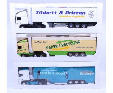 Eligor: A collection of three boxed Eligor, 1/43 Scale diecast model cab and trailer to comprise: DAF XF 95 Tibbett &amp; Bri