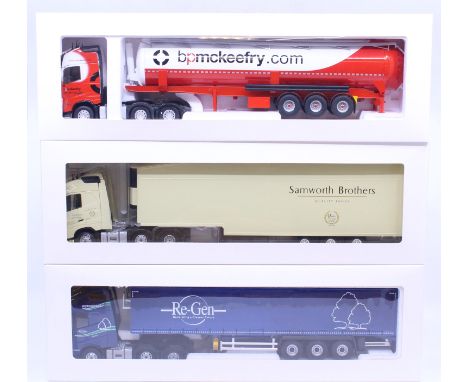 Eligor: A collection of three boxed Eligor, 1/43 Scale diecast model cab and trailer to comprise: Volvo FH 4 Globe XL Citerne