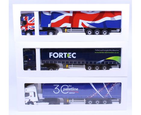 Eligor: A collection of three boxed Eligor, 1/43 Scale diecast model cab and trailer to comprise: Renault Premium DXI 450 Sem
