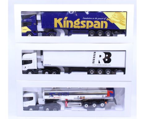 Eligor: A collection of three boxed Eligor, 1/43 Scale diecast model cab and trailer to comprise: Scania Serie 4 Toit Bas + D