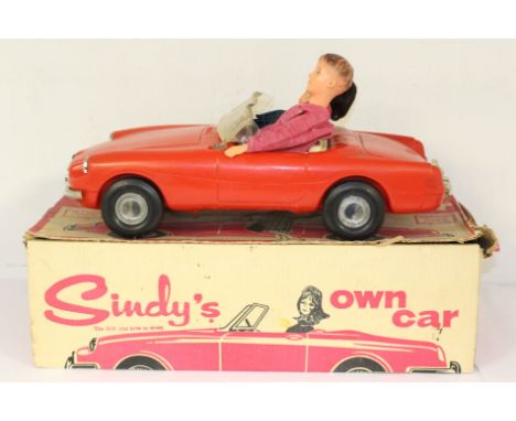 Sindy: A boxed Pedigree Toys, 'Sindy's Own Car', MGB Sports Car, circa 1960s. Good original condition. Usual warped windscree