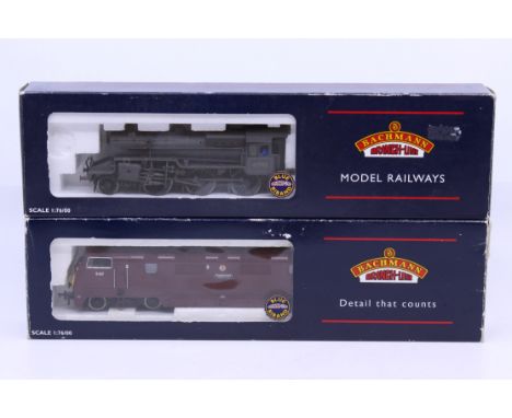 Bachmann: A boxed Bachmann, OO Gauge, Crab 42942 BR Lined Black Early Emblem Weathered, Reference 32-179; and Class 42 Warshi