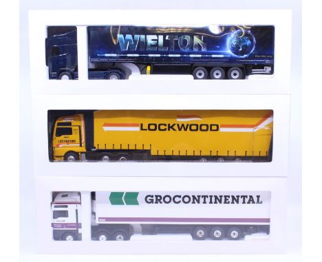 Eligor: A collection of three boxed Eligor, 1/43 Scale diecast model cab and trailer to comprise: Scania Serie R New Topline 