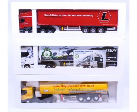 Eligor: A collection of three boxed Eligor, 1/43 Scale diecast model cab and trailer to comprise: Scania Serie R Topline R560