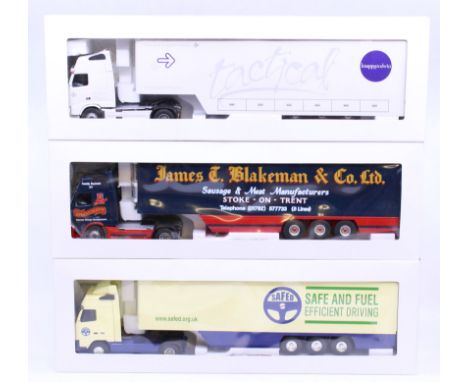 Eligor: A collection of three boxed Eligor, 1/43 Scale diecast model cab and trailer to comprise: Volvo FH Restyle Remorque C