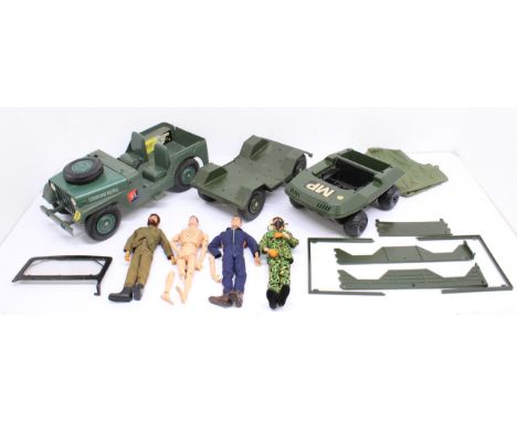Action Man: A collection of four unboxed Action Man figures, mostly good, some dressed, but some detached limbs; together wit