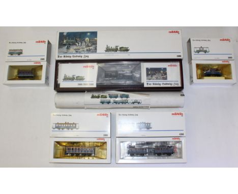 Marklin: A collection of boxed Marklin HO Gauge, King Ludwig II locomotive and tender, Reference 2880; together with three as