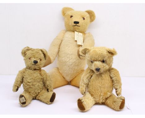 Bears: A collection of three assorted teddy bears to comprise: 1930s Chad Valley Magna Series, together with one other Chad V