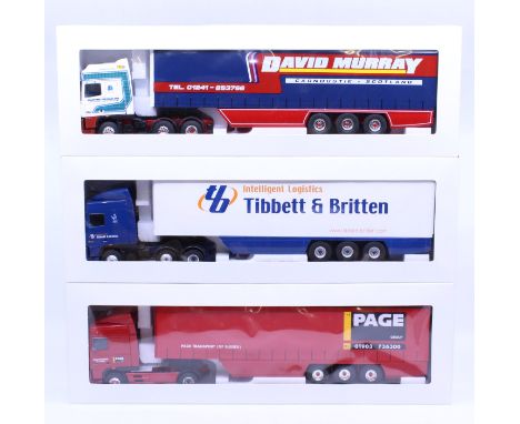 Eligor: A collection of three boxed Eligor, 1/43 Scale diecast model cab and trailer to comprise: DAF XF 95 Restyle Semi Davi