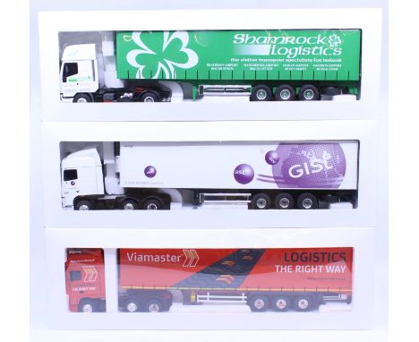 Eligor: A collection of three boxed Eligor, 1/43 Scale diecast model cab and trailer to comprise: Iveco Eurostar Tautliner Sh