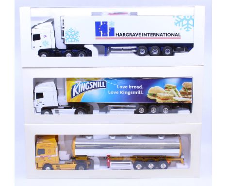 Eligor: A collection of three boxed Eligor, 1/43 Scale diecast model cab and trailer to comprise: DAF XF95 Restyle Space Cab 
