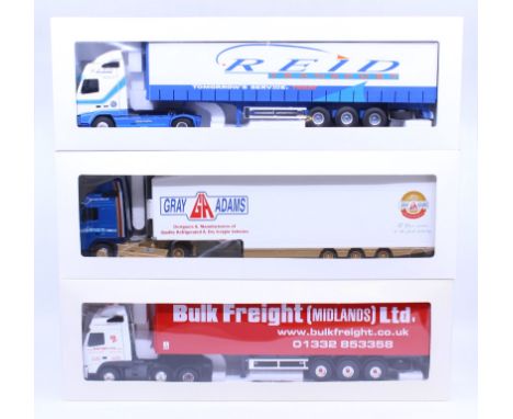 Eligor: A collection of three boxed Eligor, 1/43 Scale diecast model cab and trailer to comprise: Volvo FH Tautliner Reid Tra