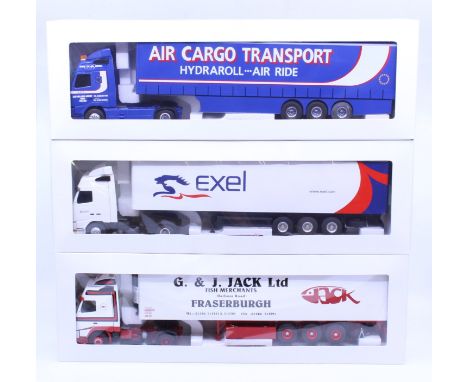 Eligor: A collection of three boxed Eligor, 1/43 Scale diecast model cab and trailer to comprise: Volvo FH Globetrotter Air C