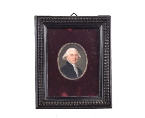 Italian School (circa 1795) Portrait of a gentleman with white powdered hair Watercolour on ivory 6.5cm x 4.8cm, oval In a la