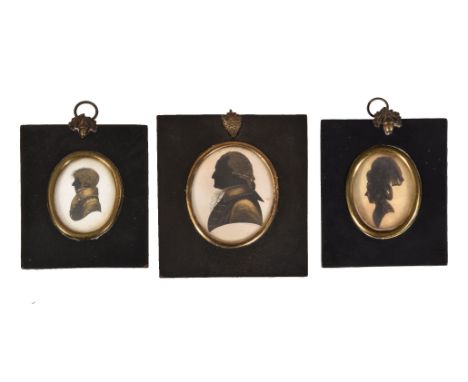 John Field (1772-1848)   Silhouette portrait of a lady   Silhouette portrait of a gentleman   Painted on plaster, the second 