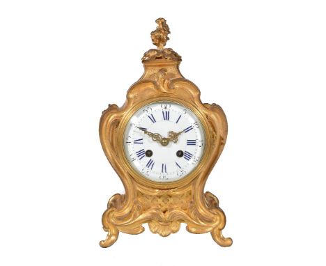 A gilt metal mantel clock, last quarter 19th century, the eight-day bell striking movement with Japy Freres medaille d'honneu