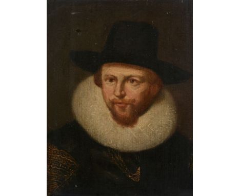 Flemish School (18th century)   Portrait of a man in 17th century costume   Oil on panel   19 x 14cm (7¼ x 5½ in.)