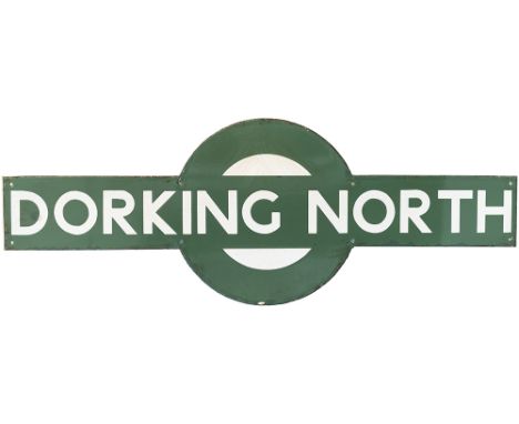 Southern Railway enamel target station sign DORKING NORTH from the former London Brighton and South Coast Railway station bet