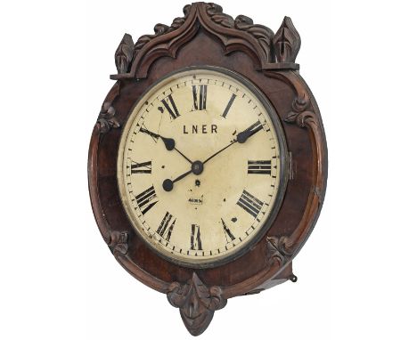 Eastern Union Railway 14 inch Mahogany cased fusee railway clock manufactured and supplied to the EUR in 1855 by Ebenezer Bea