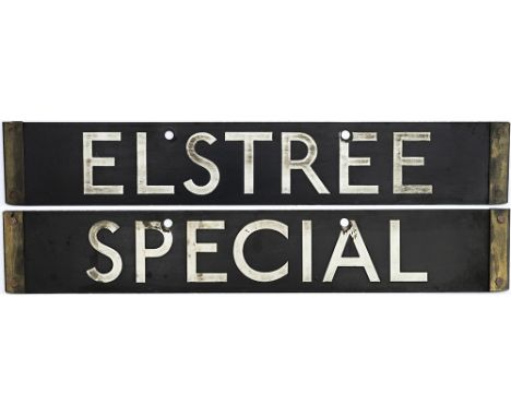 London underground stock enamel destination board, ELSTREE - SPECIAL. In very good condition complete with brass ends. Measur