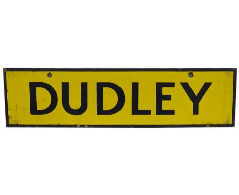 LMS enamel lamp tablet DUDLEY from the former London &amp; North Western Railway station between Dudley Junction and Walsall.