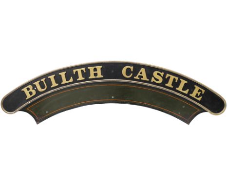 Nameplate BUILTH CASTLE ex Great Western Railway Collett Castle 4-6-0 built at Swindon in 1925 as order number 232 and number