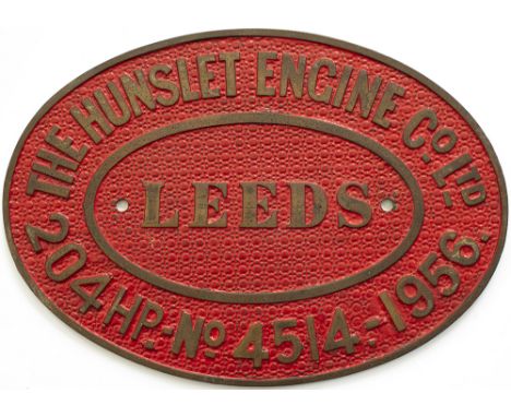 Worksplate THE HUNSLET ENGINE CO LTD LEEDS 204 HP No 4514 1956 ex 0-6-0 DM named AVENUE No 4. Used at NCB Avenue coal carboni