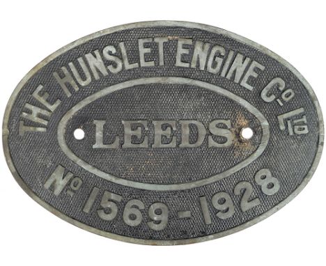 Worksplate THE HUNSLET ENGINE CO LTD LEEDS No 1569 1928. Ex LMS Fowler 3F 0-6-0 Tank locomotive Numbered LMS 16636 and 7553 i