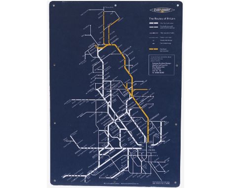 East Coast Rail map of Britain showing the East Coast Services routes and the Inter City Trunk routes on melamine board. Desi