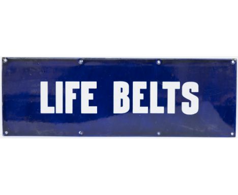 North British Railway enamel doorplate LIFE BELTS. From one of the North British railway owned ex Galloway Saloon Steam Packe