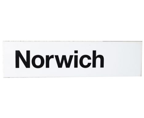 British Railways FF enamel station sign NORWICH. In very good condition measures 47in x 12.5in. 