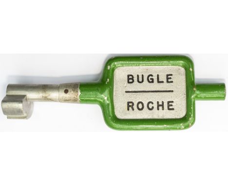 BR-W Tyers No9 single line aluminium key token BUGLE - ROCHE, configuration C. In restored condition with a replacement end m