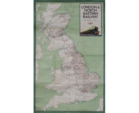Poster LNER A map of the London &amp; North Eastern Railway published in 1946 with an image of A3 94 Colorado. Double Royal 2