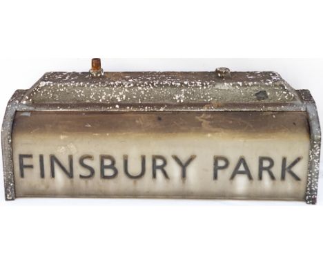 LNER station lamp FINSBURY PARK. Cast aluminium with perspex sides. In very good condition, has light fittings but will need 