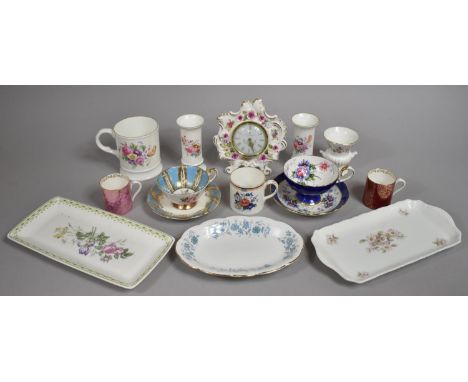 A Collection of Various  Ceramic Items to comprise Limited Edition Coalport Roses Clock (95/950), Paragon Cabinet Cup and Sau