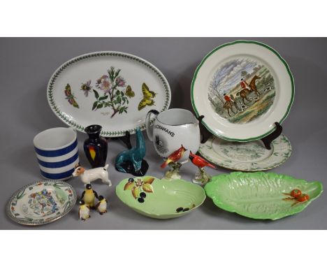 A Collection of Various Ceramics to Comprise Buchanan's Black and White Whisky Jug, Beswick Terrier, Portmeirion Oval Platter