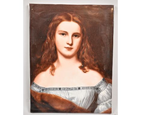 A Reproduction Continental Porcelain Plaque Depicting the Portrait Wilhelmine Sulzer After the Painting By Karl Joseph Stiele