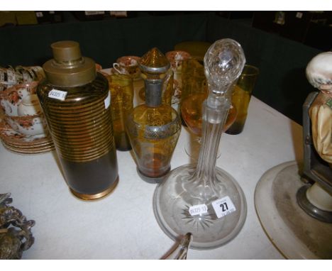 RETRO FLASK SET, AND TWO DECANTERS ETC.