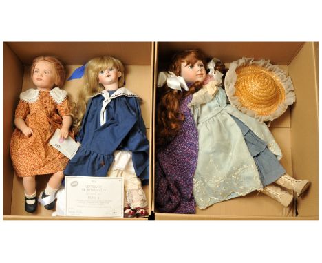 Modern vinyl and bisque dolls, vintage dolls, includes: (1) Gotz Felice II, artist designed doll by Sabine Esche (Germany), L