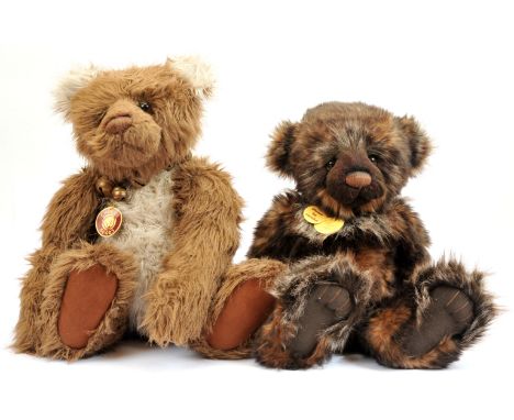 Charlie Bears pair of teddy bears including: (1) Zak teddy bear, CB104657, 2010-2013, LE 2165, brown and beige plush, swing l