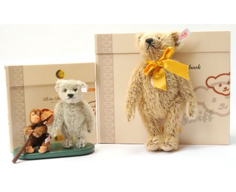 Steiff pair including: (1) Rolly Drolly, white tag 037467, LE 1500, comprising of mohair chimpanzee with wooden palm tree, pl