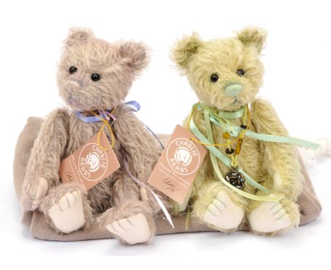 Charlie Bears Minimo Collection teddy bear pair: (1) Tickety Boo teddy bear, designed by Isabelle Lee, LE 90/2000, pale green