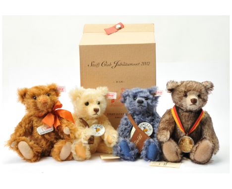Steiff teddy bears x three: (1) Steiff Museum Bear 2006, white tag 672460, LE #300, brown mohair, with ceramic chest tag, swi