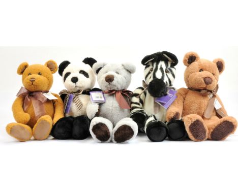 Charlie Bears Bearhouse Bears x five includes: (1) Braemar teddy bear, BB143023A, grey plush, with swing label, 19"/48cm; (2)