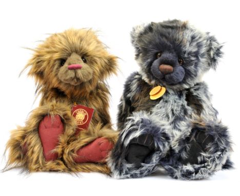 Charlie Bears pair of teddy bears includes: (1) Inca, CB625137, 2012-2014, LE 2400, designed by Isabelle Lee, dark blue with 