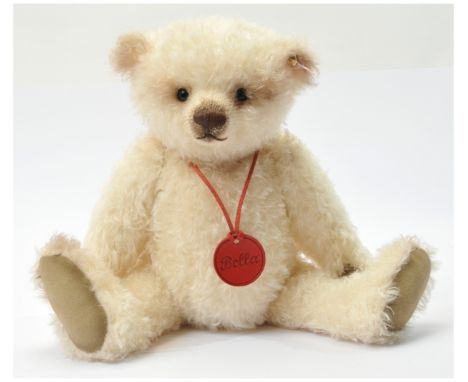 Steiff Bella teddy bear, exclusive to The UK and Ireland, 2009, white tag 663376, LE 2000, white mohair, with leather neck me