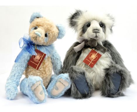 Charlie Bears panda bear pair including: (1) Tully, CB171717, 2017, designed by Isabelle Lee, grey and light grey plush, with