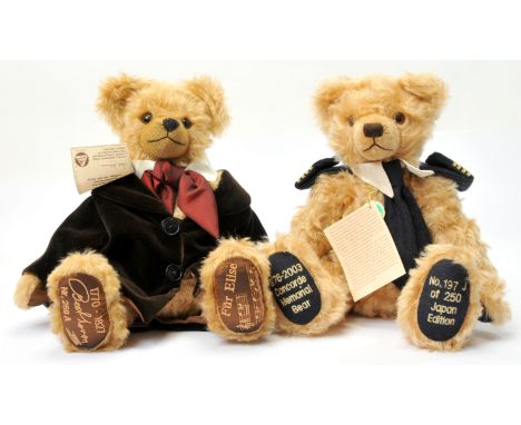 Hermann Spielwaren teddy bear pair including: (1) Concorde Memorial Bear, LE 250, part of a Limited UK Edition, blonde mohair