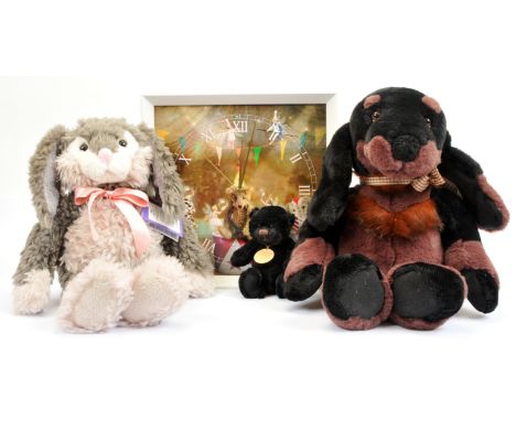 Collection of Charlie Bears and Bearhouse items including: (1) Charlie Bears The Grand Finale 12" Quartz Wall Clock, untested